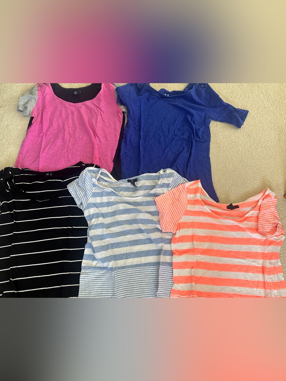 GAP Short-Sleeve Tees Bundle Pink, Blue, Black, Light Blue, Coral Stripe 5/$18